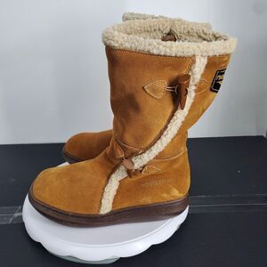 Rocket Dog Boots Womens Size 7.5 Brown Suede Faux Shearling Toggle Mid Calf